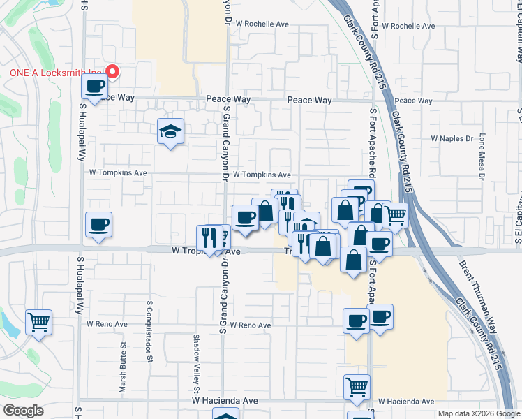 map of restaurants, bars, coffee shops, grocery stores, and more near 9675 Moonlit Sky Avenue in Las Vegas