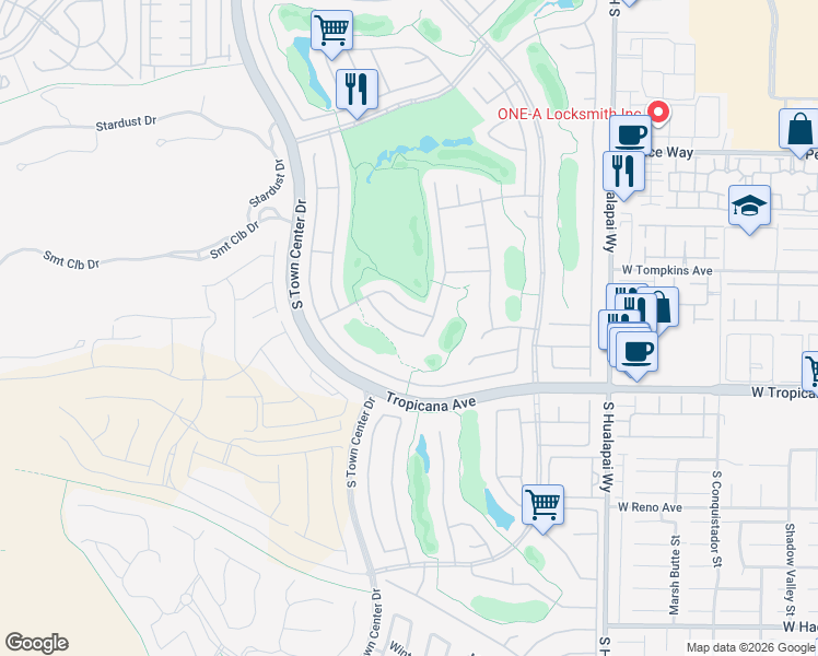 map of restaurants, bars, coffee shops, grocery stores, and more near 10514 Bambola Place in Las Vegas