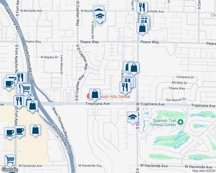 map of restaurants, bars, coffee shops, grocery stores, and more near 8797 Seal Rock Court in Las Vegas