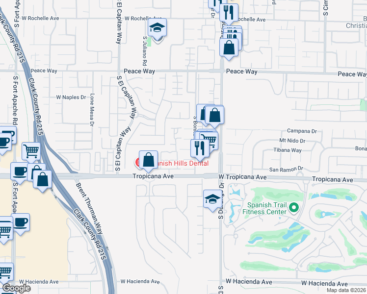 map of restaurants, bars, coffee shops, grocery stores, and more near 8744 Las Posas Avenue in Las Vegas