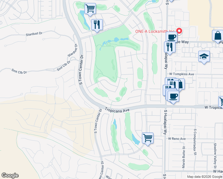 map of restaurants, bars, coffee shops, grocery stores, and more near 10514 Bambola Pl in Las Vegas