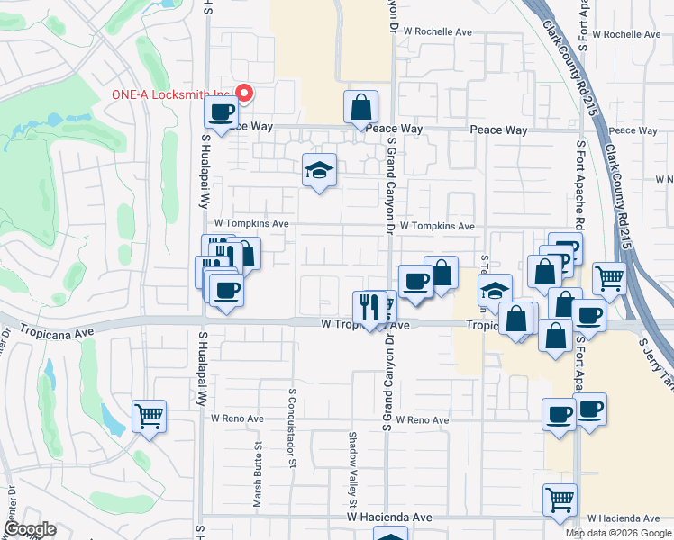 map of restaurants, bars, coffee shops, grocery stores, and more near 9917 Canyon Peak Drive in Las Vegas