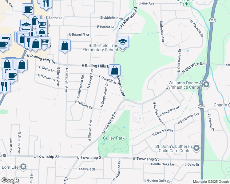 map of restaurants, bars, coffee shops, grocery stores, and more near 1921 Wilkins Place in Fayetteville