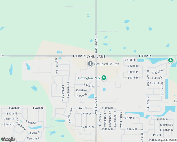 map of restaurants, bars, coffee shops, grocery stores, and more near 17523 East 43rd Street in Tulsa