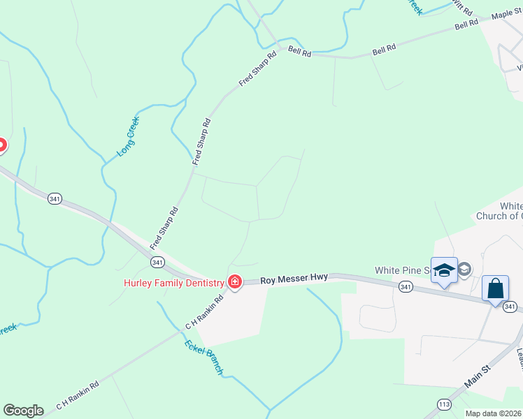 map of restaurants, bars, coffee shops, grocery stores, and more near 3358 Roy Messer Highway in White Pine