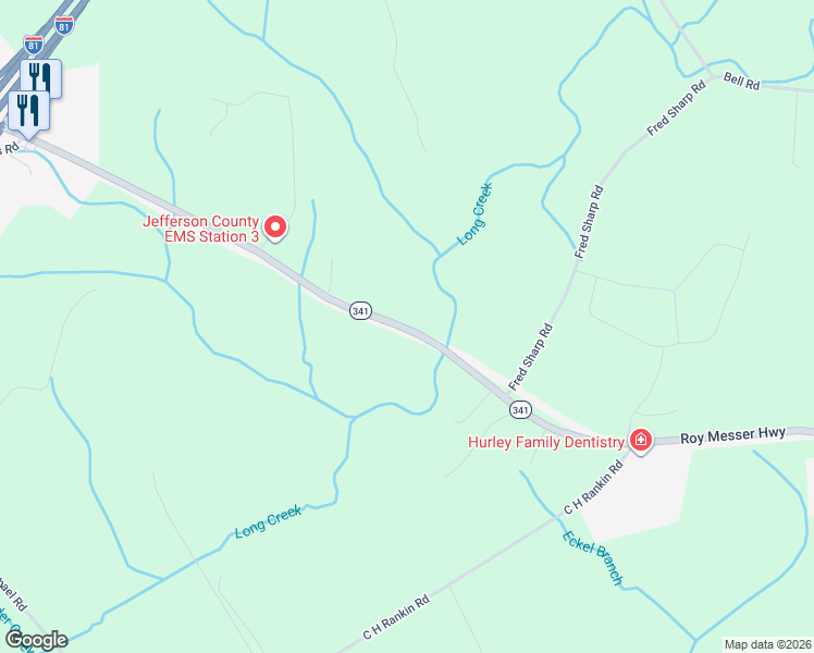 map of restaurants, bars, coffee shops, grocery stores, and more near 3358 Roy Messer Highway in White Pine