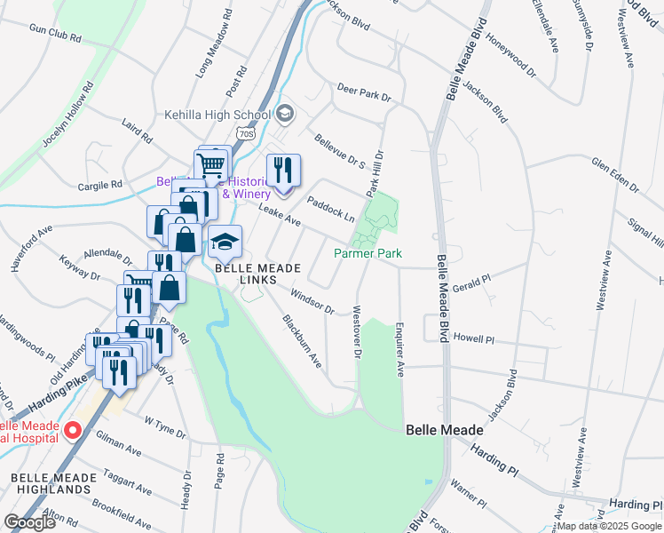 map of restaurants, bars, coffee shops, grocery stores, and more near 112 Lasalle Court in Nashville
