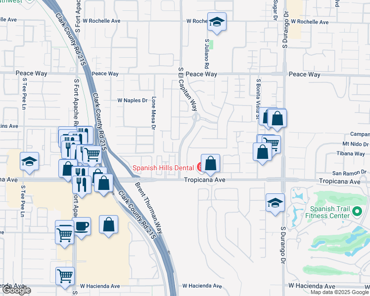 map of restaurants, bars, coffee shops, grocery stores, and more near 1076 Augsburg Lane in Las Vegas