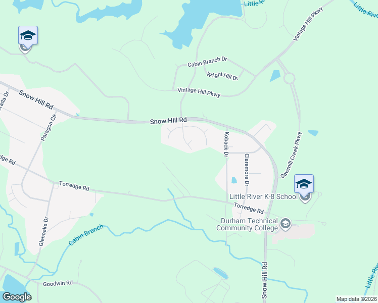 map of restaurants, bars, coffee shops, grocery stores, and more near 5703 Whispering Meadow Lane in Durham