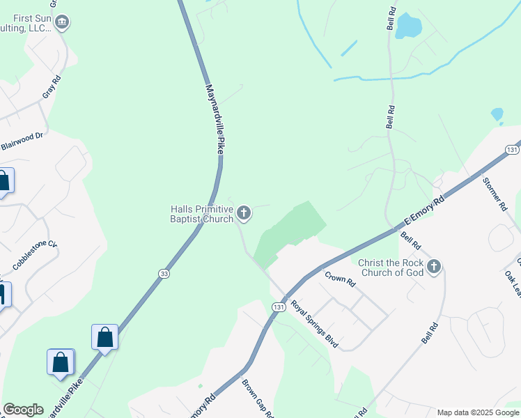 map of restaurants, bars, coffee shops, grocery stores, and more near 5358 Dover Springs Way in Knoxville