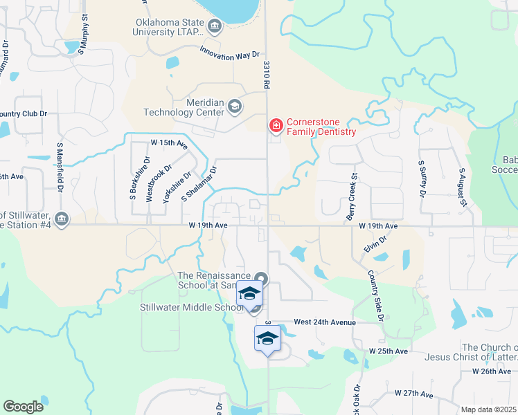 map of restaurants, bars, coffee shops, grocery stores, and more near 1820 South Sangre Road in Stillwater