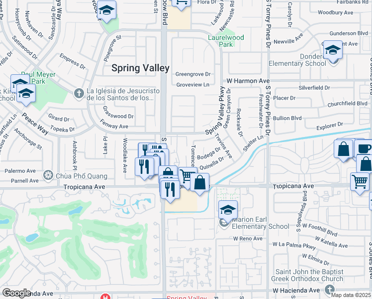 map of restaurants, bars, coffee shops, grocery stores, and more near 4724 Nara Vista Way in Las Vegas