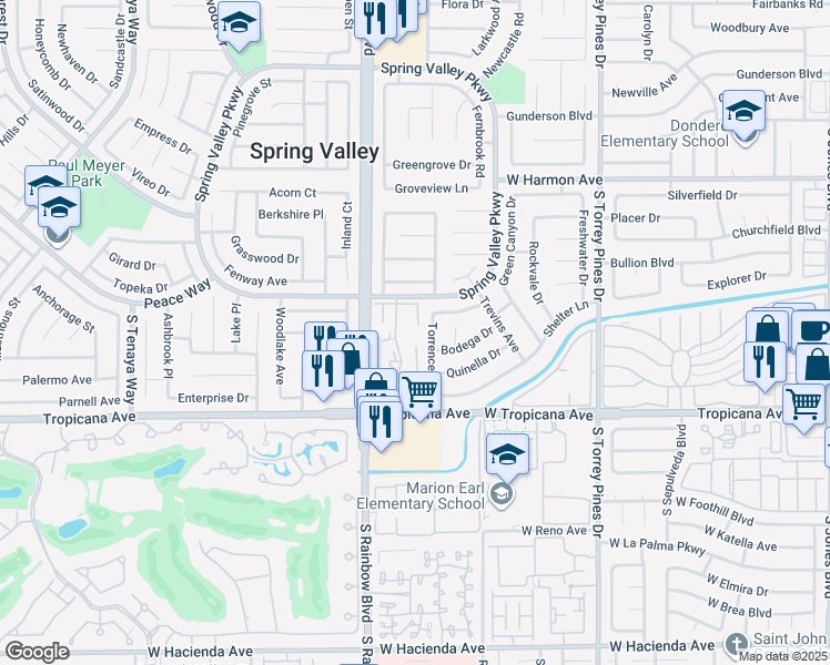 map of restaurants, bars, coffee shops, grocery stores, and more near 4724 Nara Vista Way in Las Vegas