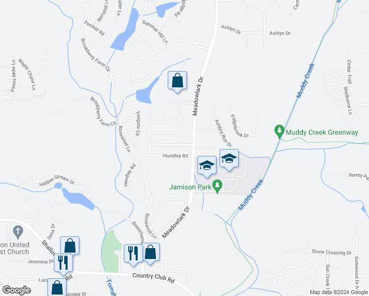 map of restaurants, bars, coffee shops, grocery stores, and more near 5420 Bridgegate Drive in Winston-Salem
