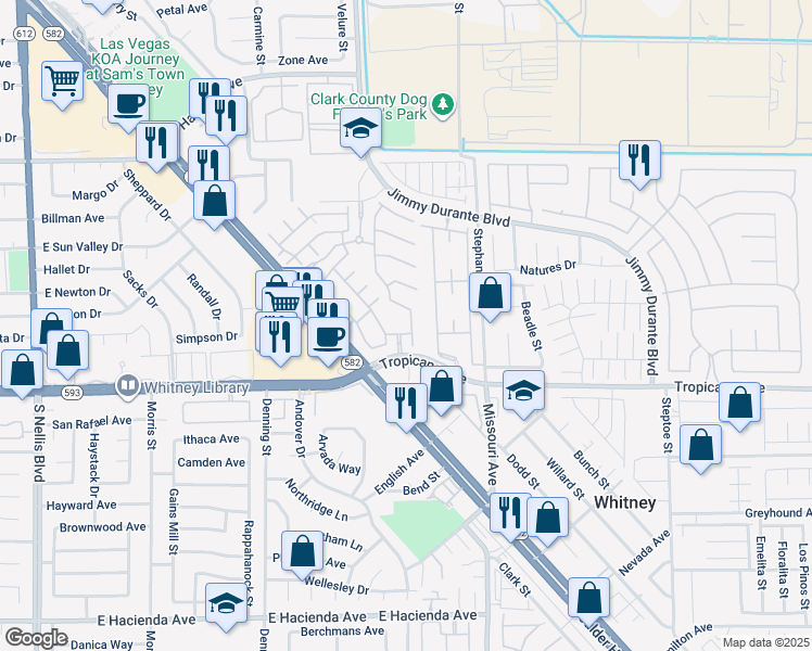 map of restaurants, bars, coffee shops, grocery stores, and more near 4821 Longshot Drive in Las Vegas