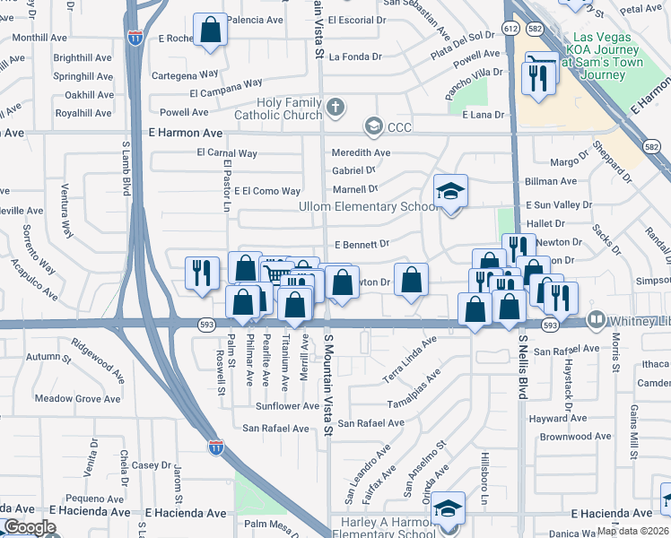 map of restaurants, bars, coffee shops, grocery stores, and more near 4631 Rita Drive in Las Vegas