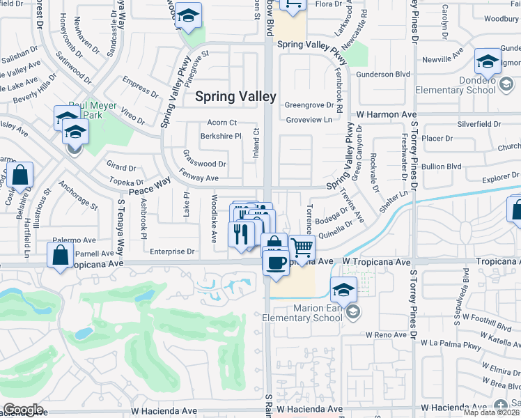 map of restaurants, bars, coffee shops, grocery stores, and more near 4776 Willow Crest Avenue in Las Vegas