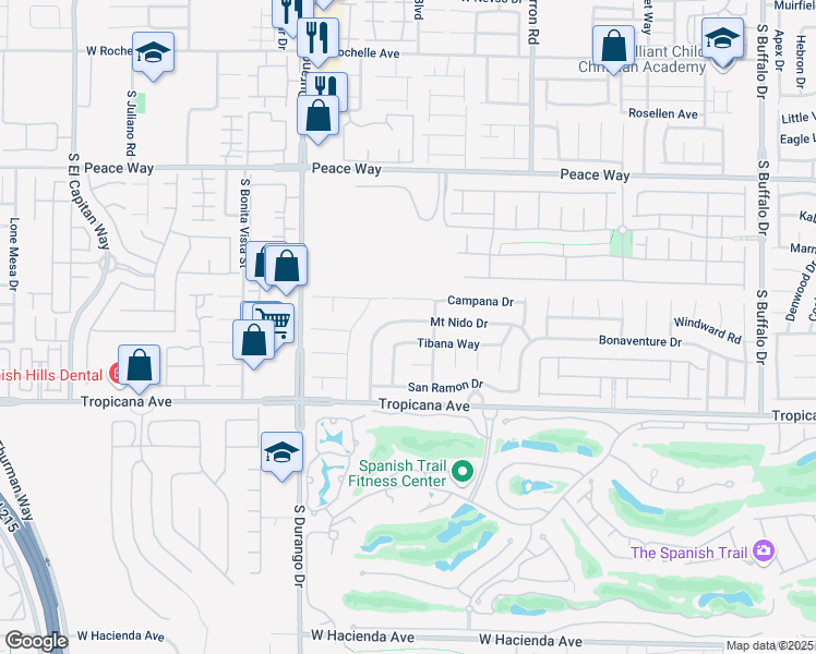map of restaurants, bars, coffee shops, grocery stores, and more near 8422 Tibana Way in Las Vegas