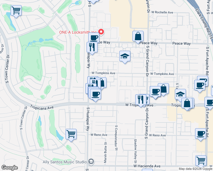 map of restaurants, bars, coffee shops, grocery stores, and more near 4790 Arial Ridge Street in Las Vegas
