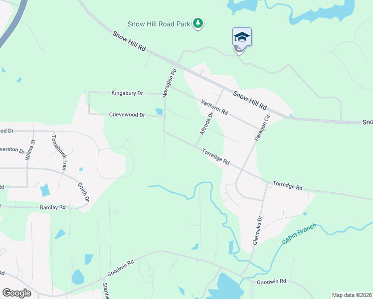 map of restaurants, bars, coffee shops, grocery stores, and more near 800 Torredge Road in Durham