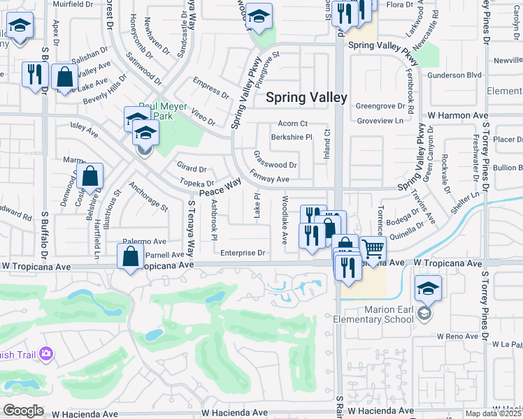 map of restaurants, bars, coffee shops, grocery stores, and more near 7136 Limestone Road in Las Vegas