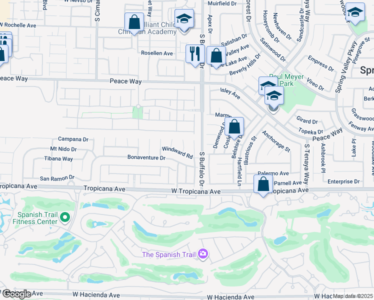 map of restaurants, bars, coffee shops, grocery stores, and more near 4750 Grand Ridge Court in Las Vegas