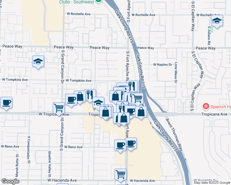 map of restaurants, bars, coffee shops, grocery stores, and more near 9475 West Tompkins Avenue in Las Vegas