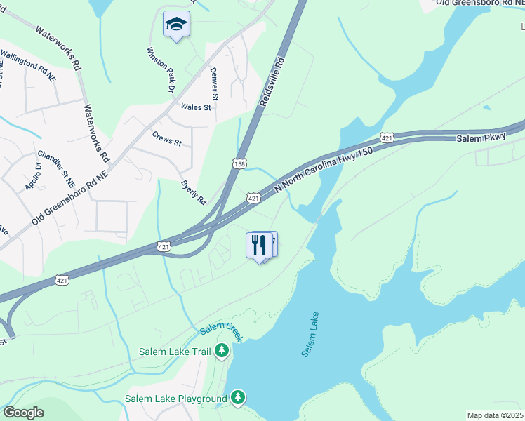 map of restaurants, bars, coffee shops, grocery stores, and more near 211 Miami Avenue in Winston-Salem