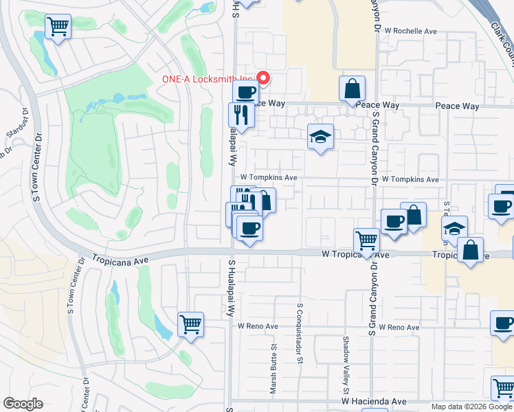 map of restaurants, bars, coffee shops, grocery stores, and more near 4777 San Marcello Street in Las Vegas
