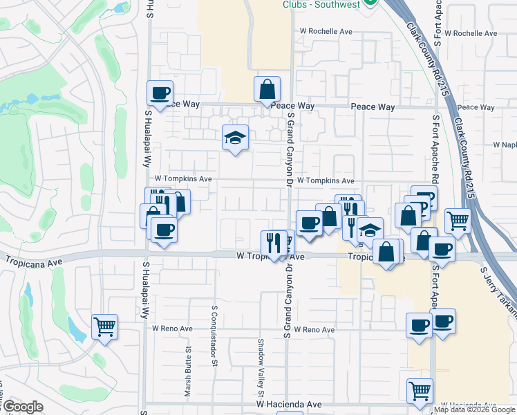 map of restaurants, bars, coffee shops, grocery stores, and more near 9887 Brook Canyon Drive in Las Vegas