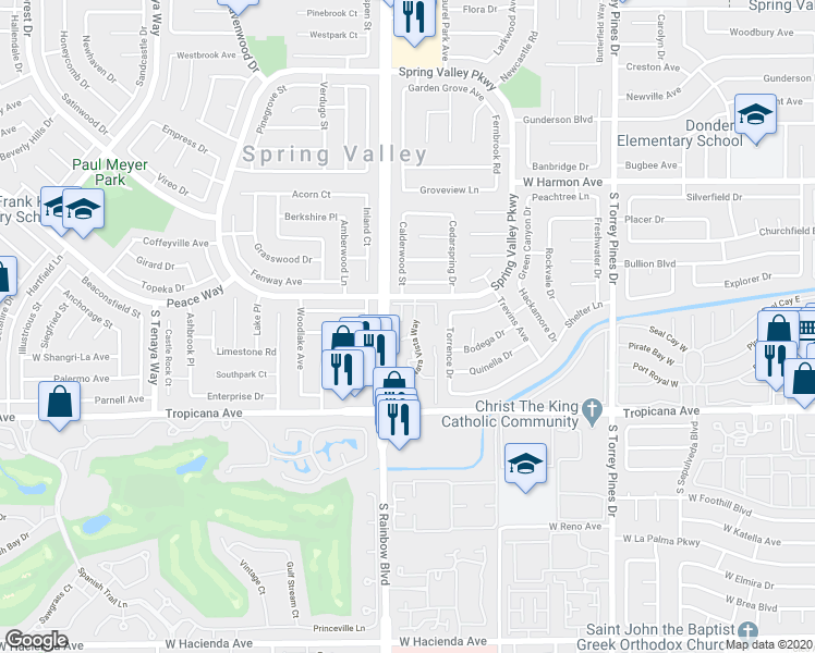 map of restaurants, bars, coffee shops, grocery stores, and more near 4805 Nara Vista Way in Las Vegas