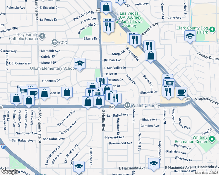 map of restaurants, bars, coffee shops, grocery stores, and more near 5063 Blanton Drive in Las Vegas