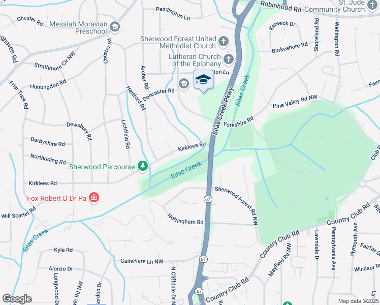 map of restaurants, bars, coffee shops, grocery stores, and more near 4850 Silas Creek Parkway in Winston-Salem