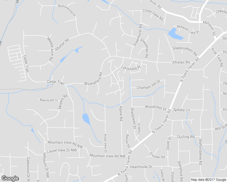 map of restaurants, bars, coffee shops, grocery stores, and more near 6017 Rittenhouse Road in Winston-Salem