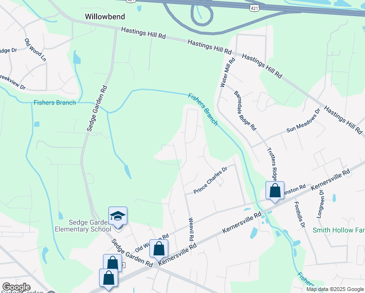 map of restaurants, bars, coffee shops, grocery stores, and more near 701 Kings Court in Kernersville