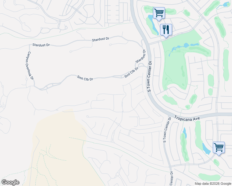 map of restaurants, bars, coffee shops, grocery stores, and more near South Town Center Drive in Las Vegas