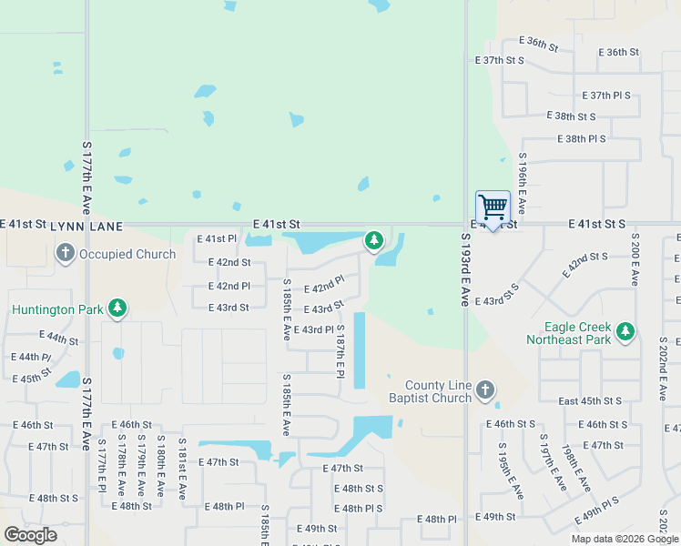map of restaurants, bars, coffee shops, grocery stores, and more near 18710 East 42nd Place in Tulsa