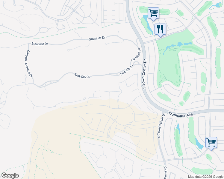map of restaurants, bars, coffee shops, grocery stores, and more near South Town Center Drive in Las Vegas