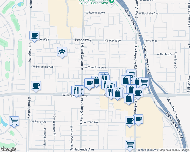 map of restaurants, bars, coffee shops, grocery stores, and more near 9713 Canyon Walk Avenue in Las Vegas