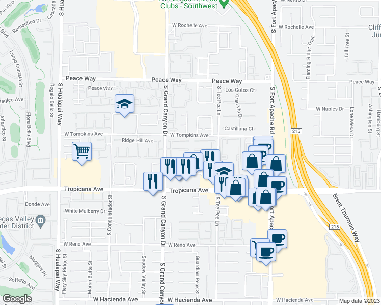 map of restaurants, bars, coffee shops, grocery stores, and more near 9713 Canyon Walk Avenue in Las Vegas