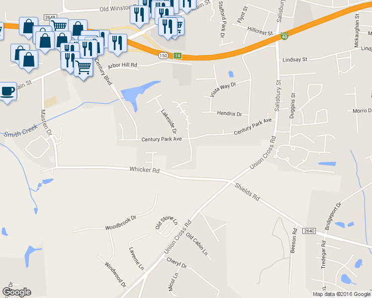 map of restaurants, bars, coffee shops, grocery stores, and more near 429 Brookside Court in Kernersville