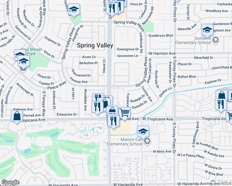 map of restaurants, bars, coffee shops, grocery stores, and more near 4805 Nara Vista Way in Las Vegas