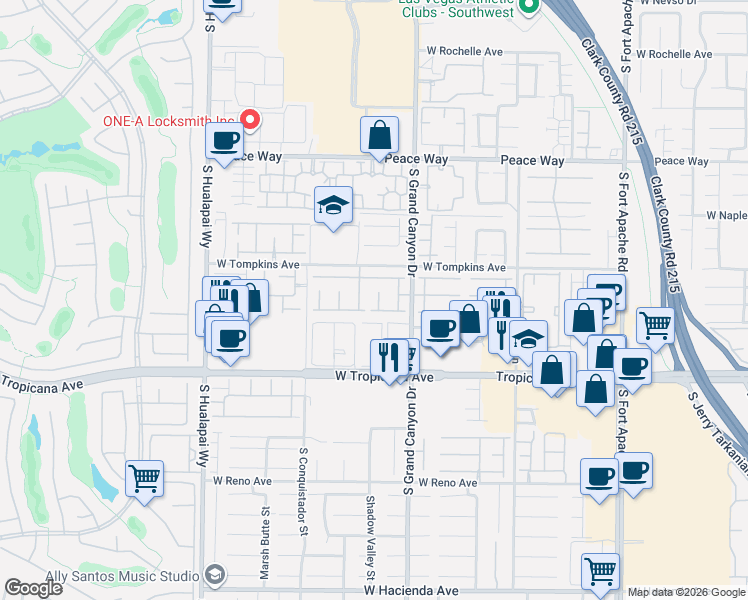 map of restaurants, bars, coffee shops, grocery stores, and more near 9887 Brook Canyon Drive in Las Vegas