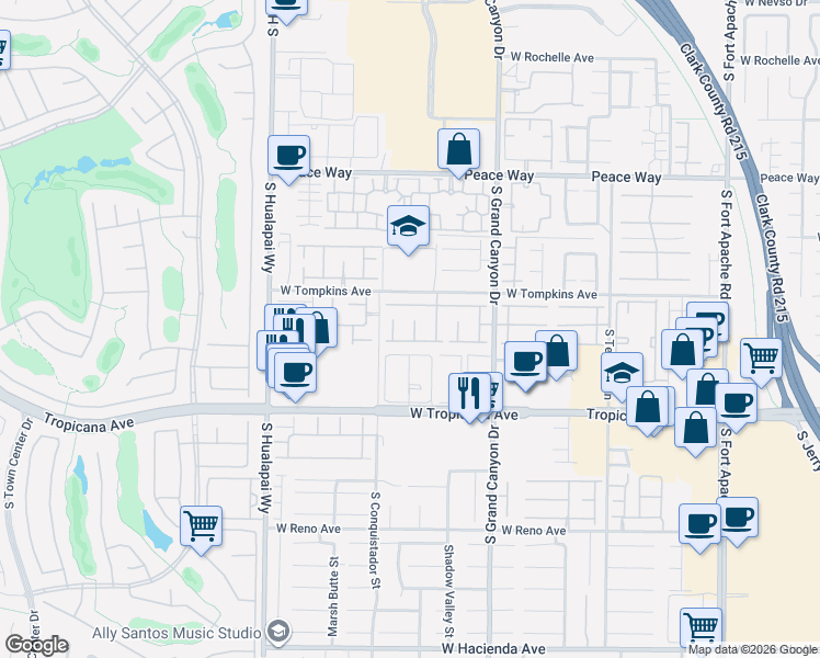 map of restaurants, bars, coffee shops, grocery stores, and more near 9941 Canyon Peak Drive in Las Vegas