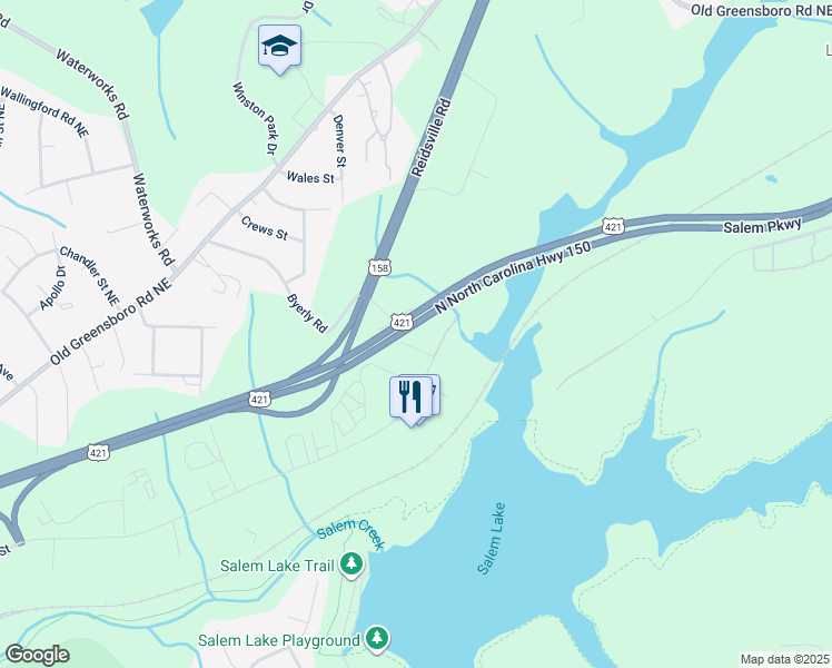 map of restaurants, bars, coffee shops, grocery stores, and more near 213 Miami Avenue in Winston Salem
