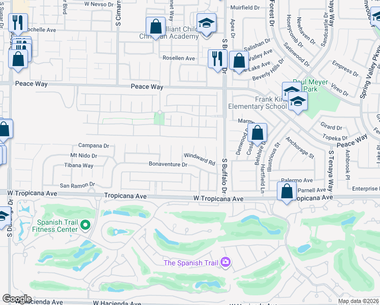 map of restaurants, bars, coffee shops, grocery stores, and more near 4741 Leg Horn Court in Las Vegas