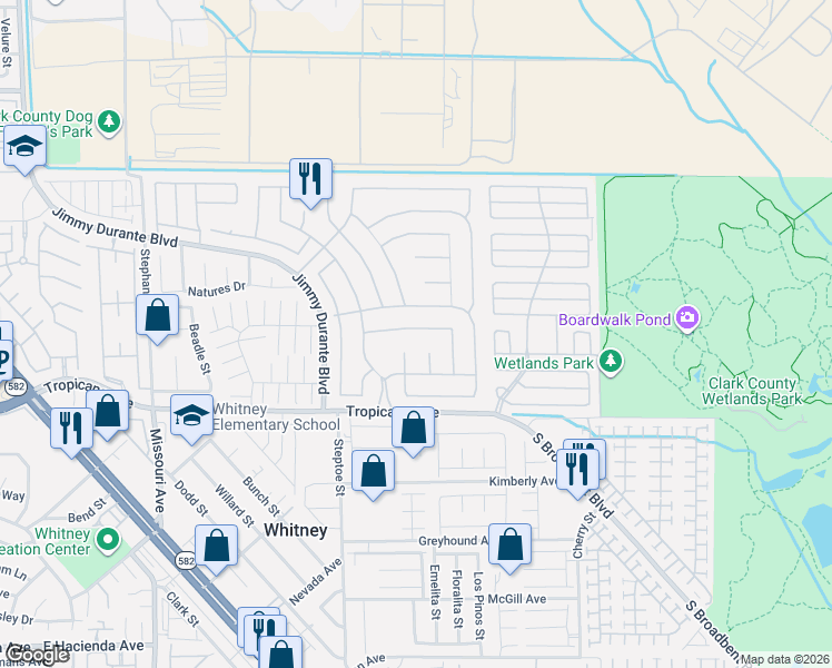 map of restaurants, bars, coffee shops, grocery stores, and more near 6259 Lenaking Avenue in Las Vegas