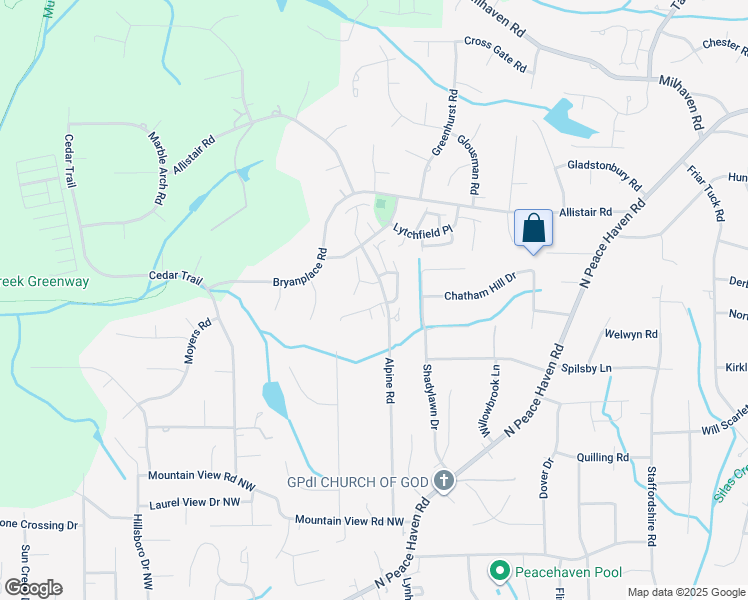 map of restaurants, bars, coffee shops, grocery stores, and more near 6005 Rittenhouse Road in Winston-Salem