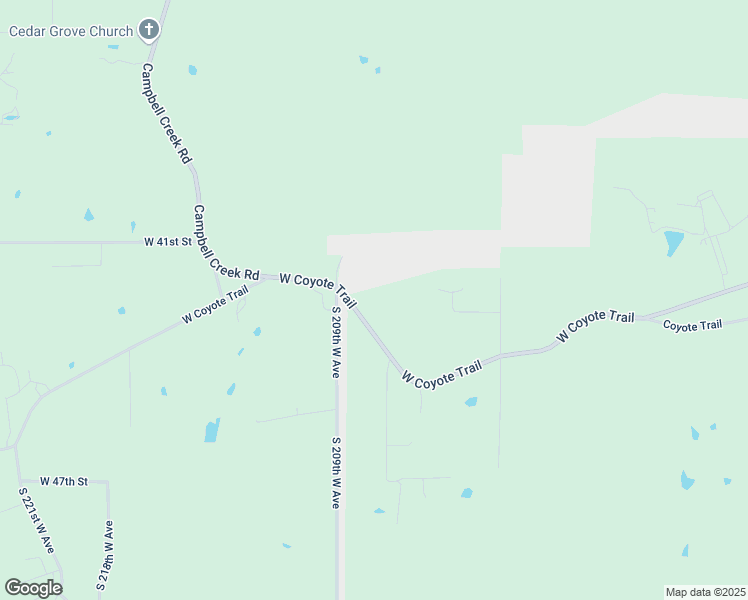map of restaurants, bars, coffee shops, grocery stores, and more near 20825 West Coyote Trail in Sand Springs