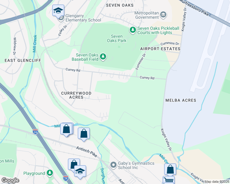 map of restaurants, bars, coffee shops, grocery stores, and more near 1285 Currey Road in Nashville